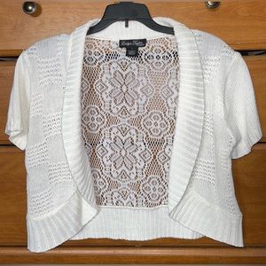 Evelyn Taylor L White Lace Cover Up